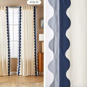 **LIKE NEW** Maeve by Anthropologie Scalloped Cotton Curtains (Navy)